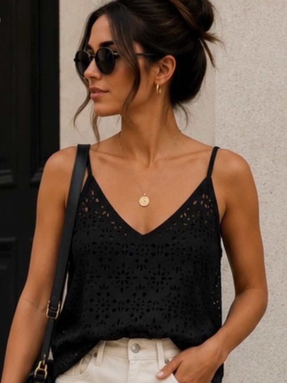 Laser Cut Eyelet Top